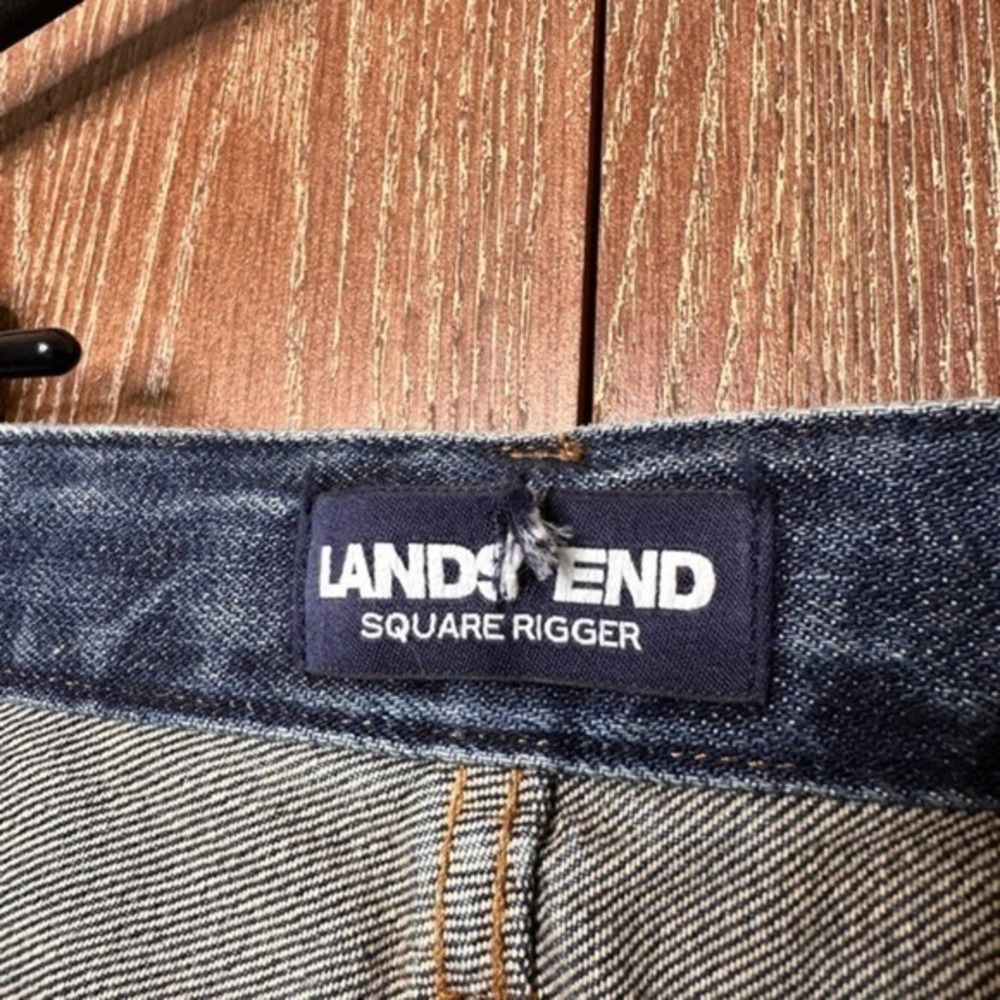 Lands End Square Rigger Men's Jeans Blue Denim 36x30 Straight Leg Waist Adjust - Picture 6 of 11